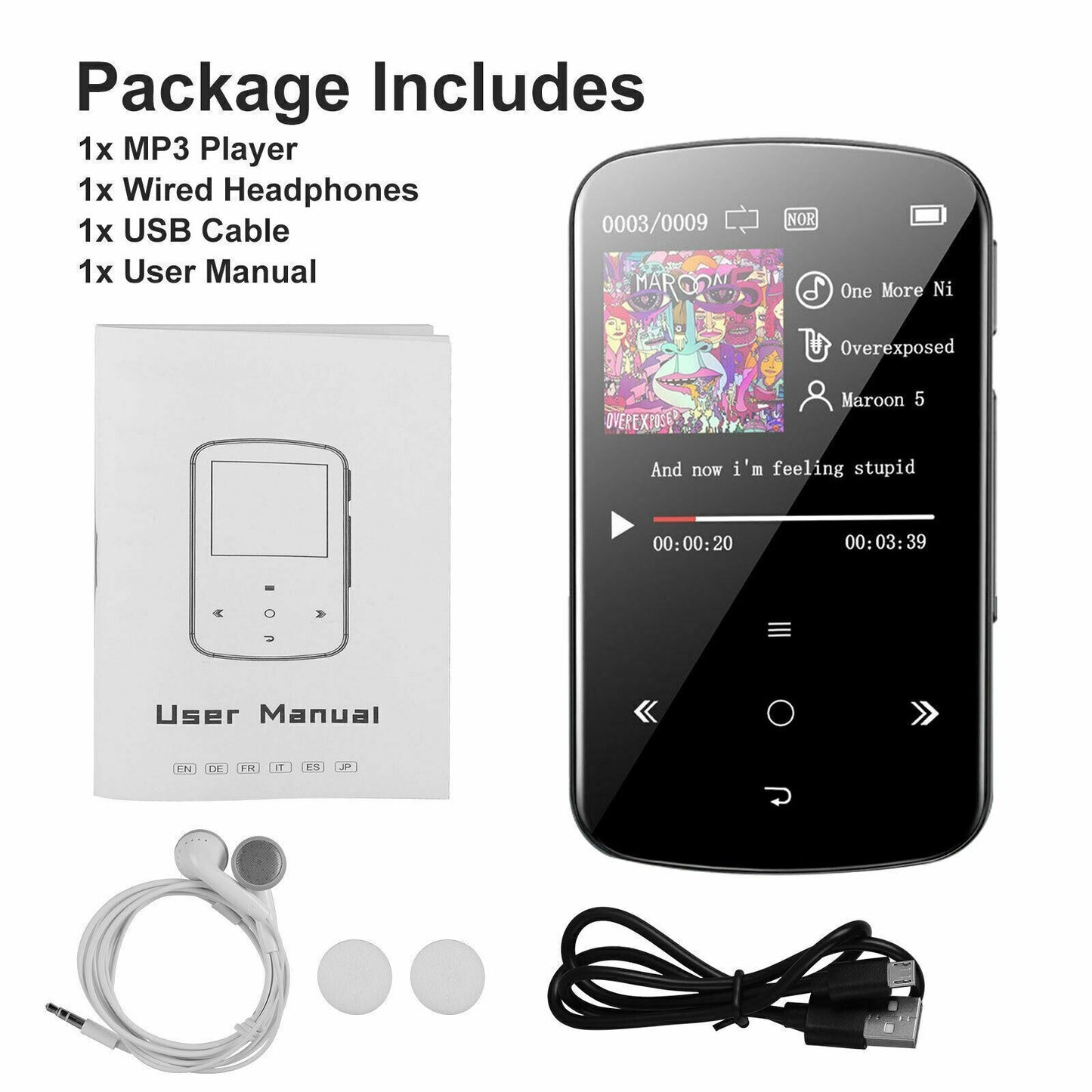 MP3 Player 32GB Hifi Lossless Sound Bluetooth Clip Music Voice Recorder FM Radio