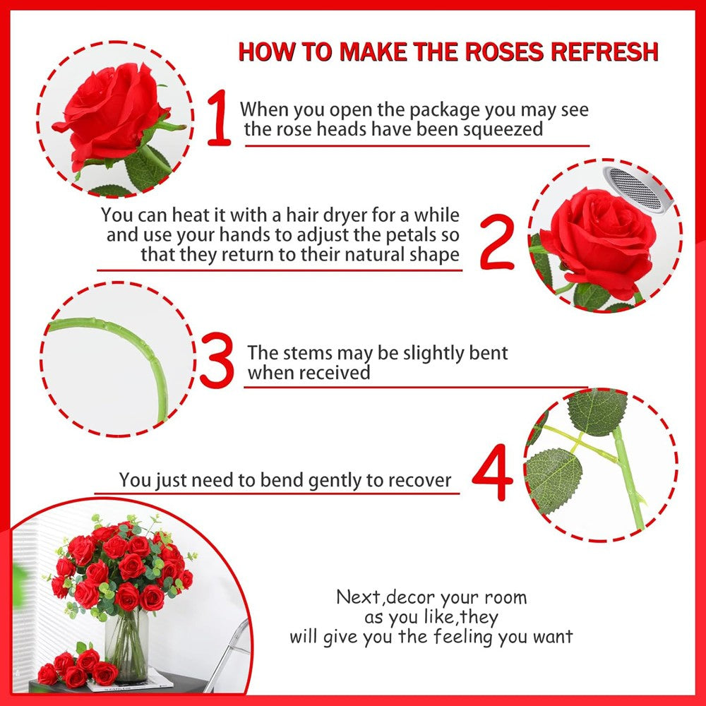 10/20PCS Artificial Red Roses Silk Lifelike Flower Wedding Bouquet Romantic Gift