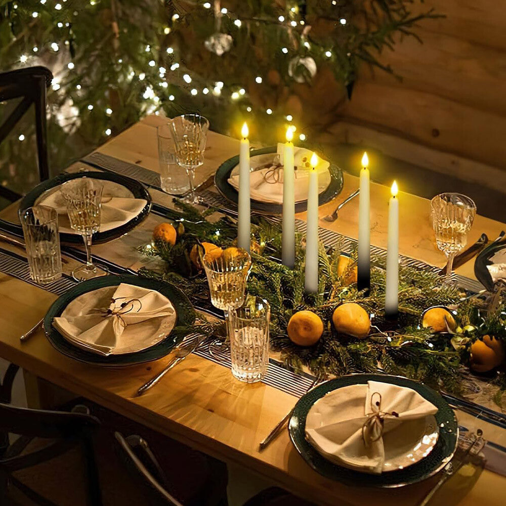 6 Set Rod Candles LED Night Light Decor Candles Flickering Timer Remote Control