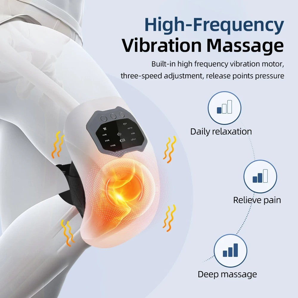 Cordless Knee Massager Heated Vibration Pain Therapy Adjustable W/ LED Screen US