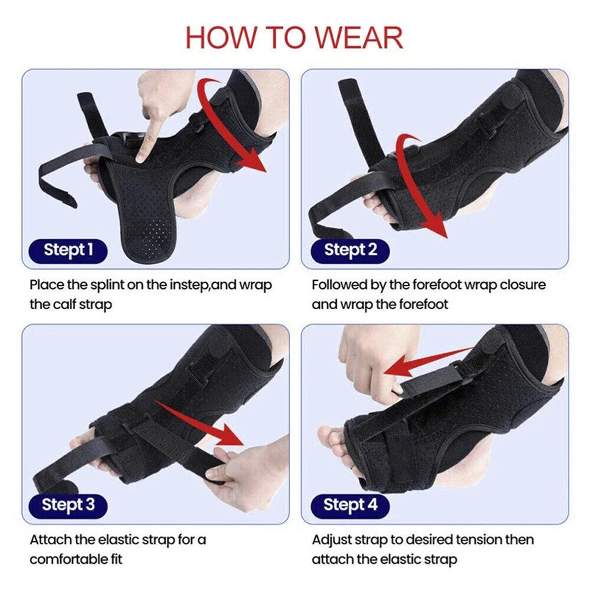 Plantar Fasciitis Night Splint Adjustable Foot Drop Ankle Brace Support Toe Pain