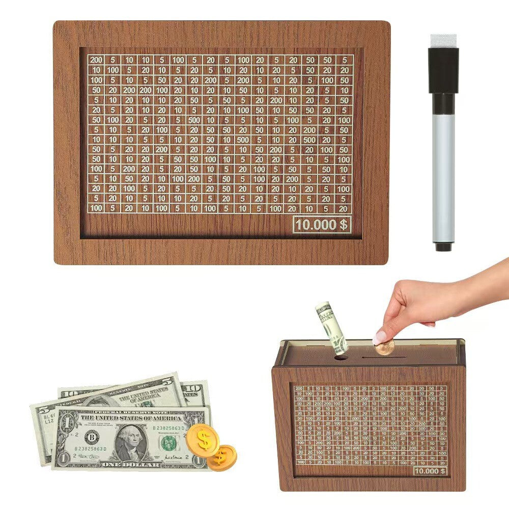 Cash Vault Wooden Savings Box Wooden Cash Saver Money Saving Box with Countdown