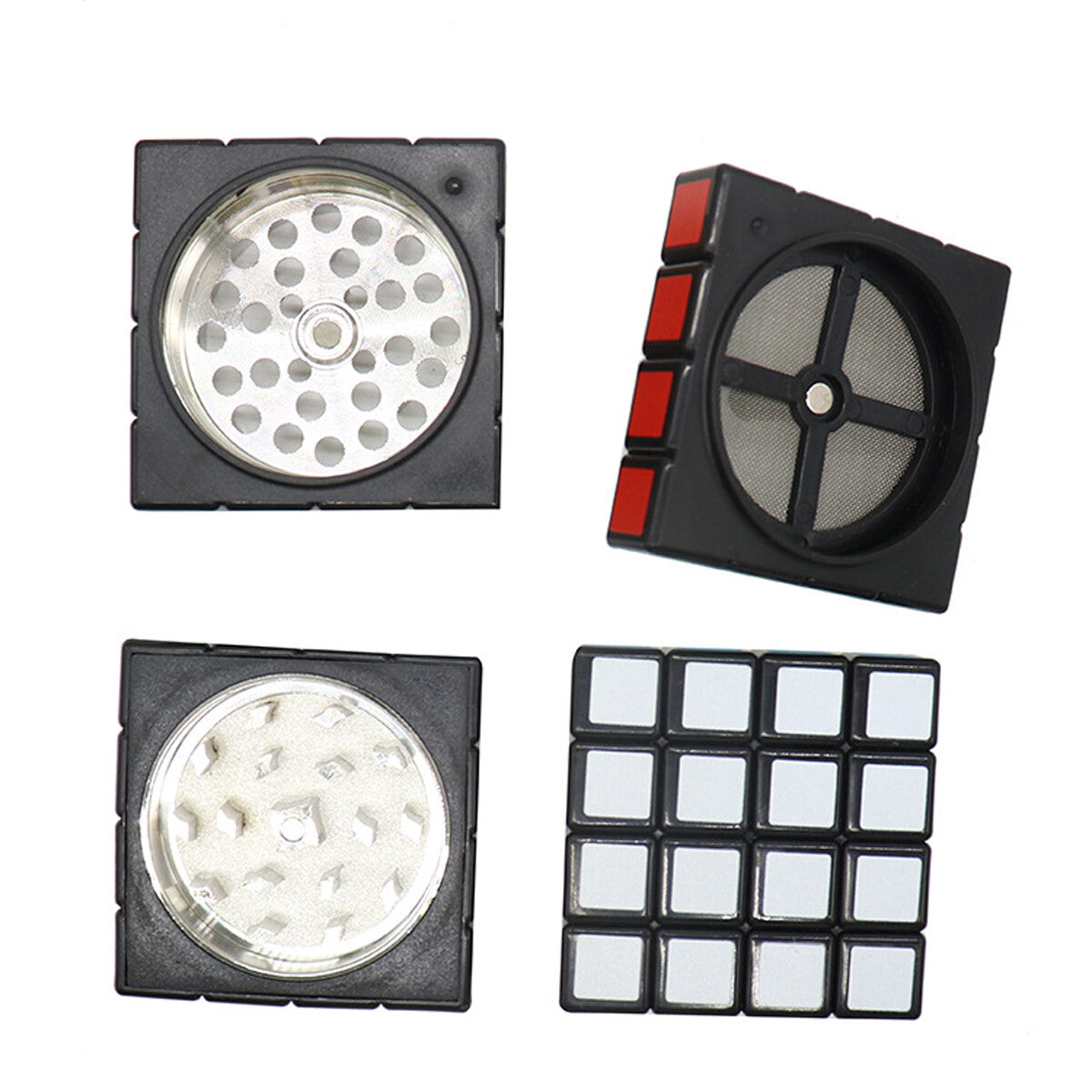 New 2.3" 4 PC Cube Shape Aviation Tobacco Herb Spice Grinder Smoke Crusher US