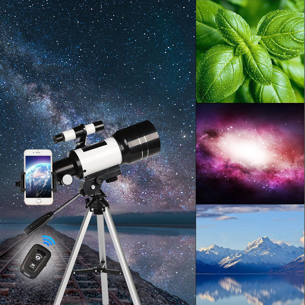 Telescope 300MM Astronomical 150X with Phone Adapter Barlow Lens for Kids Gift