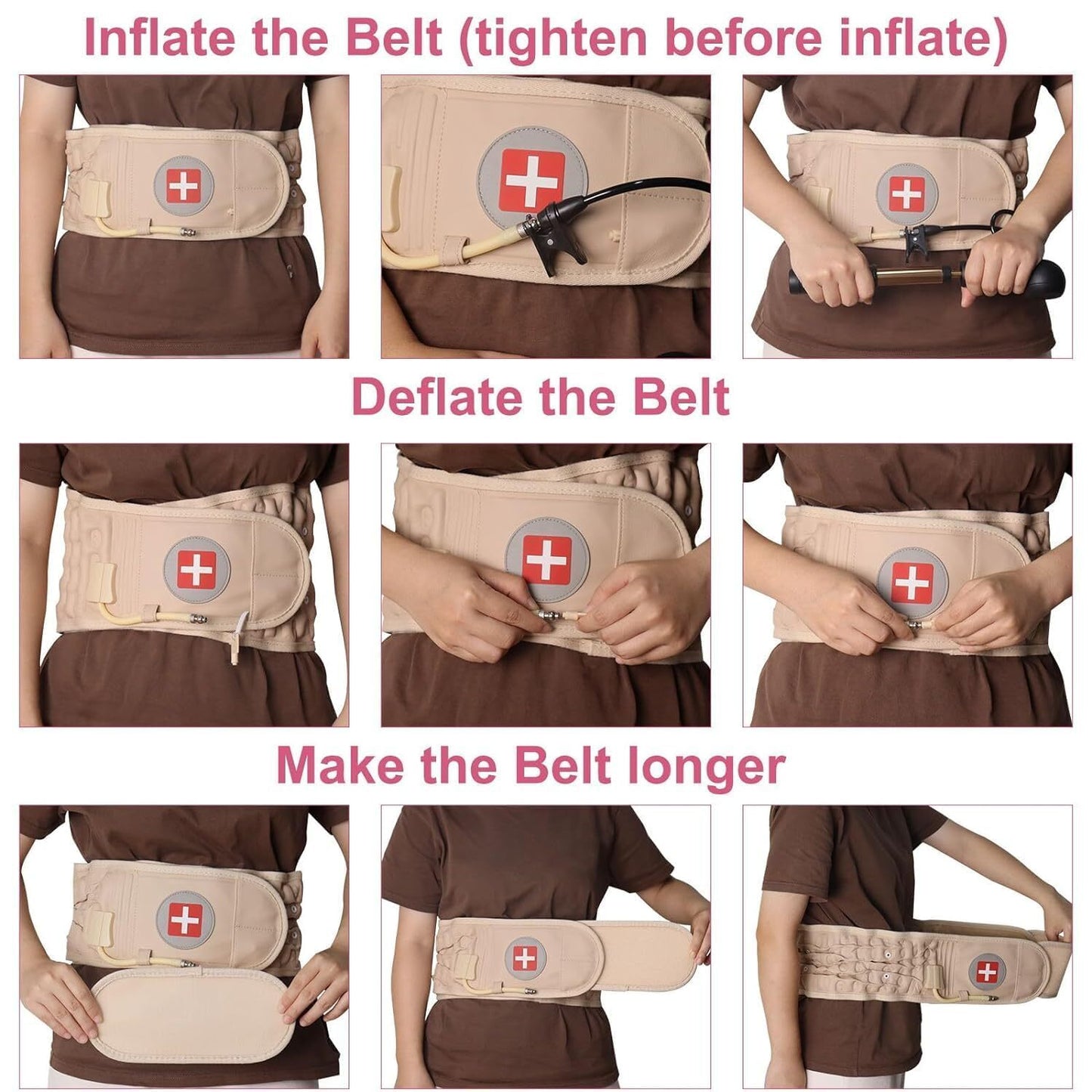 Decompression Belt Back Brace Lumbar Spinal Support & Extender Belt Air Traction