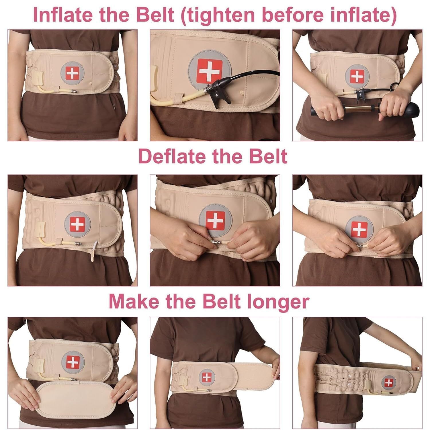 Decompression Belt Back Brace Lumbar Spinal Support & Extender Belt Air Traction