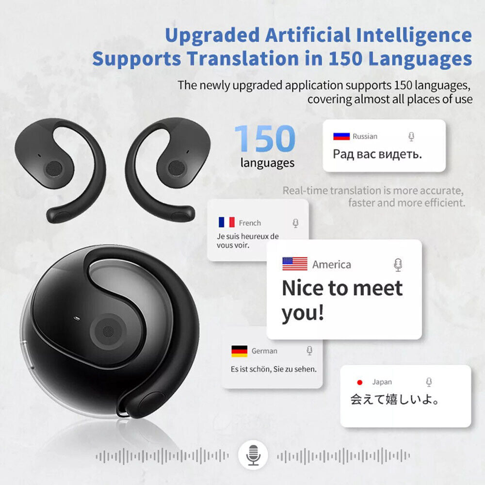 Translator Earbuds 150 Languages Real Time Translation Bluetooth 5.4 Headset US