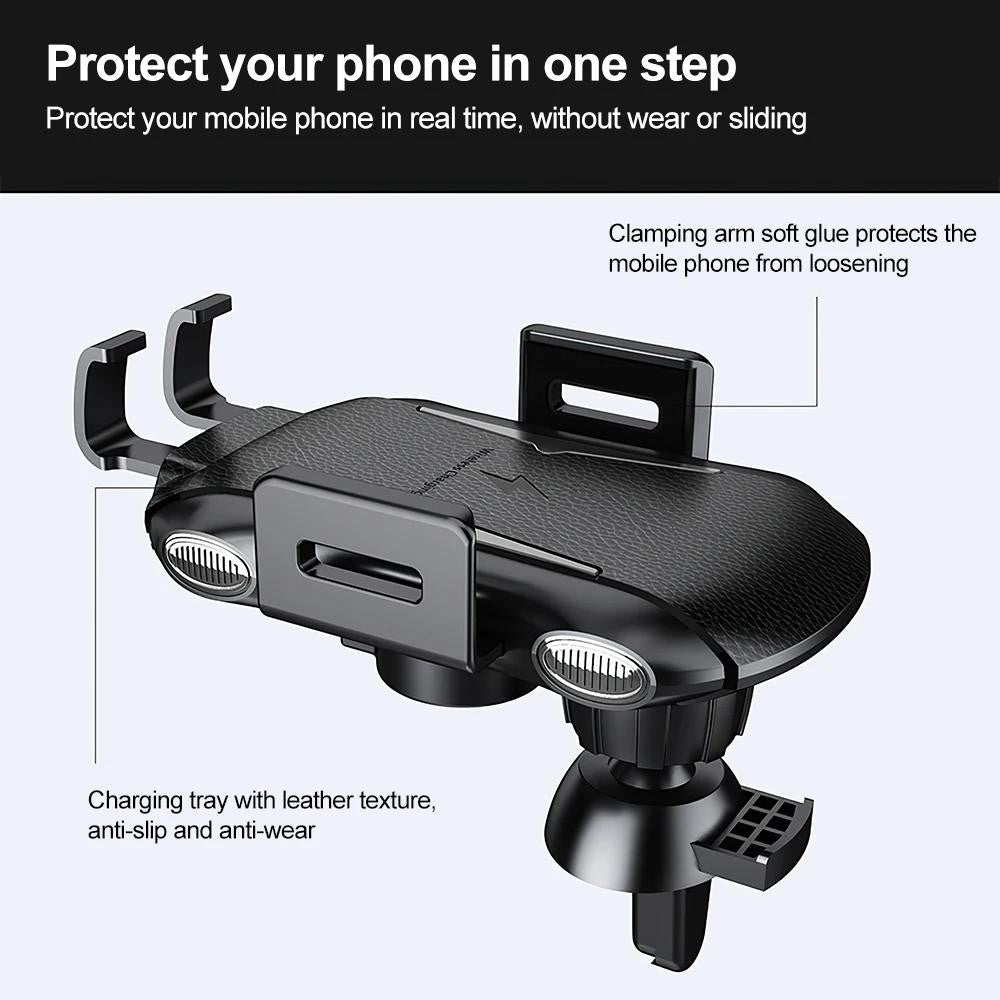 30W Wireless Charger Fast Charging Automatic Clamping Car Mount Phone Holder US