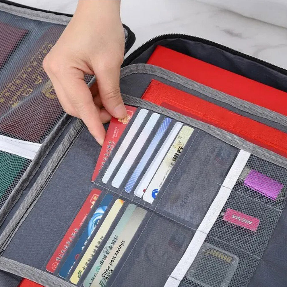 Fireproof Document Box with Lock File Storage Organizer Box Waterproof Safe Bag