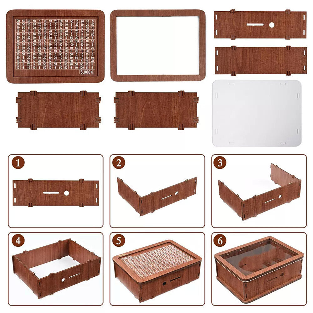 Cash Vault Wooden Savings Box Wooden Cash Saver Money Saving Box with Countdown