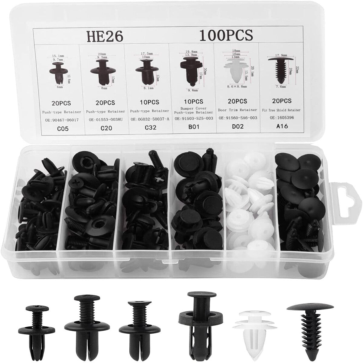 Car Accessories Clip Trim Push Pin Rivet Bumper Door Panel Retainer Fastener Kit