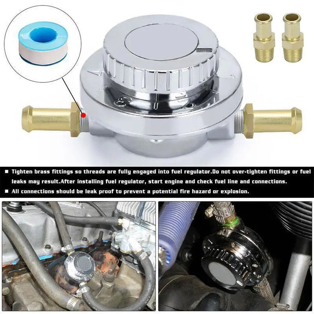 1-6 PSI Pressure Regulator Universal Adjustable Fuel Kit for Carburetor Engine