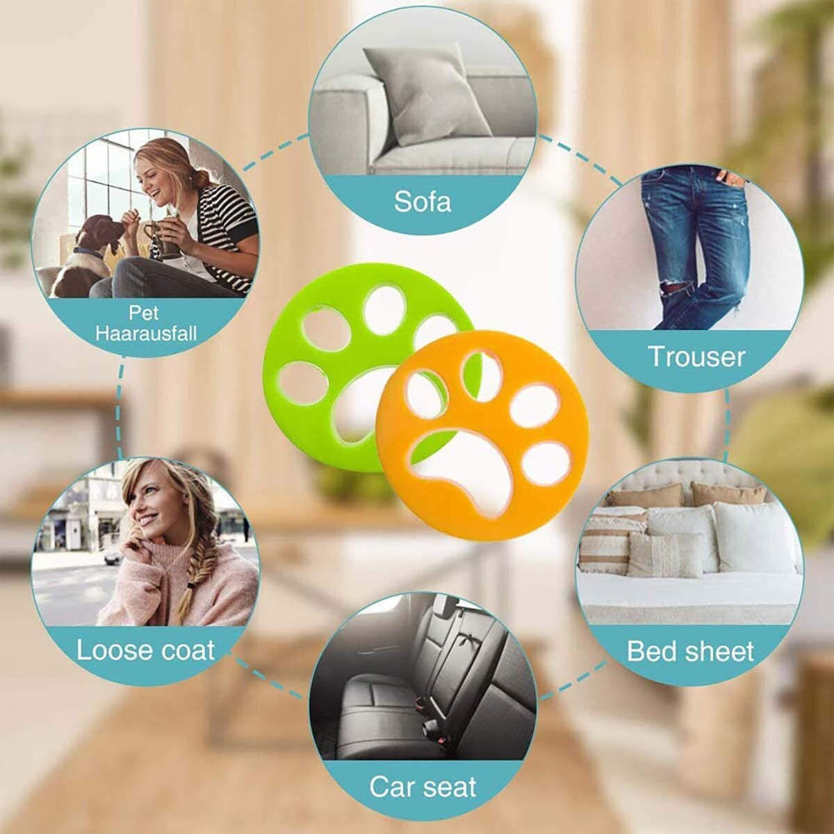 6PCS Pet Hair Remover for Laundry Washing Machine Cat Dog Reusable Fur Catcher