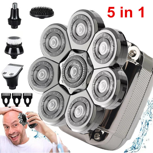 8D 5In1 Rotary Shaver Cordless Hair Trimmer Bald Head Razor Electric Men Wet Dry