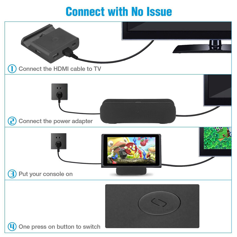 Docking Station Stand Charging Dock 4K TV HDMI Adapter for Nintendo Switch US