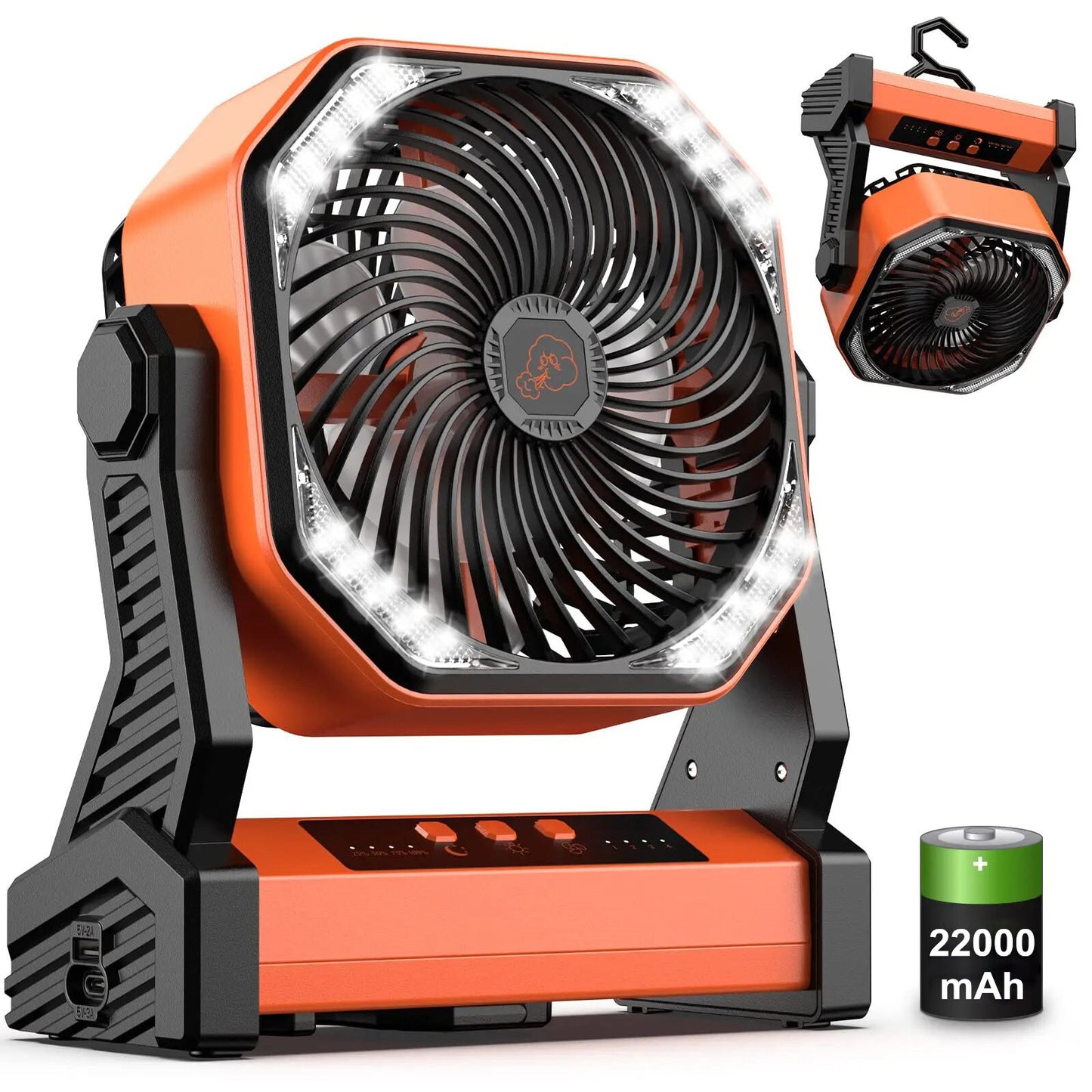 Camping Fan up to 99Hours Battery Powered Portable Outdoor W/22000Mah Power Bank