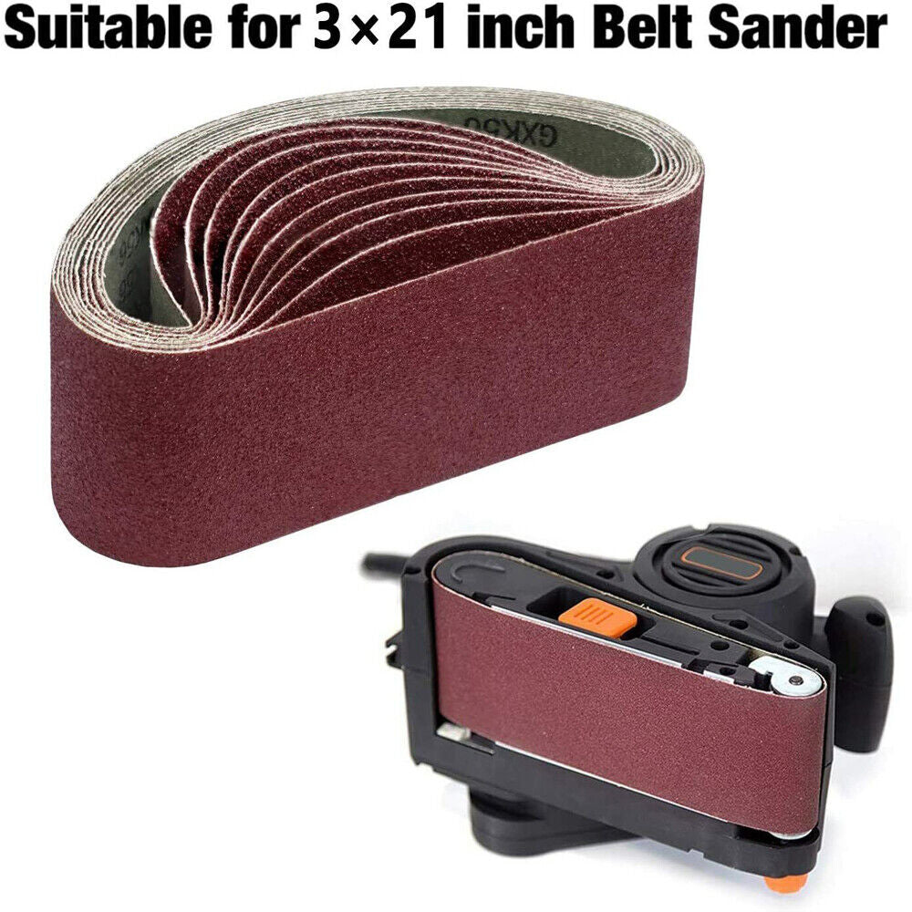 20PCS Belt Sander Sandpaper 3X21 Sanding Belts 40 60 80 120 150 240 400 Grit US