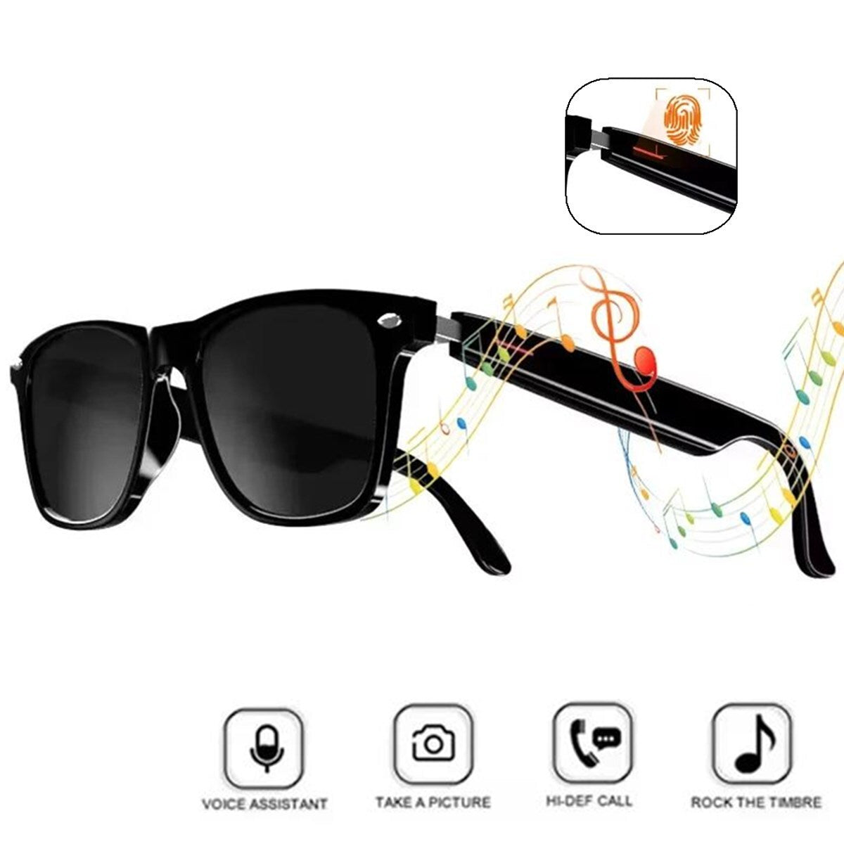 Smart Glasses Polarized Bluetooth 5.3 Call Music Sunglasses Headset Headphone US