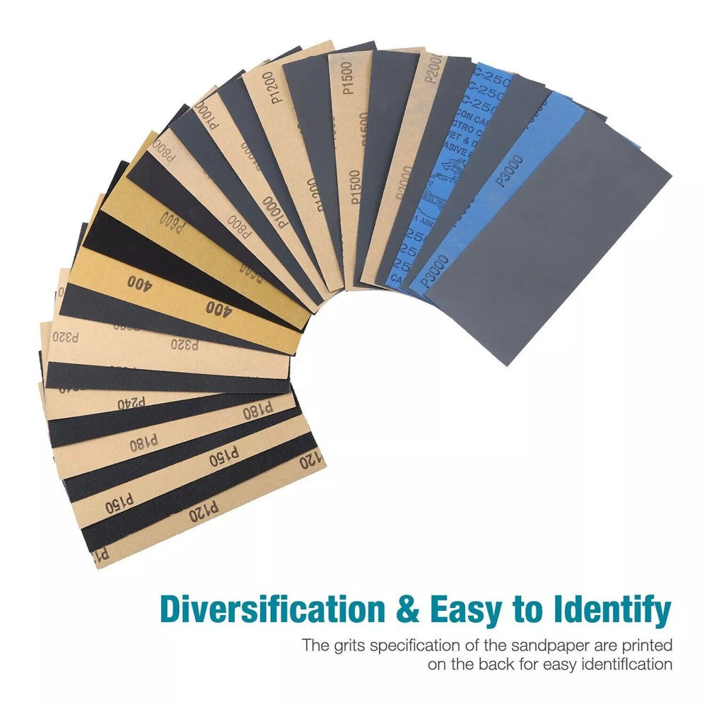 72 PCS Sandpaper Sand Paper Sanding Sheets Assorted Auto Wet Dry Wood Car Metal