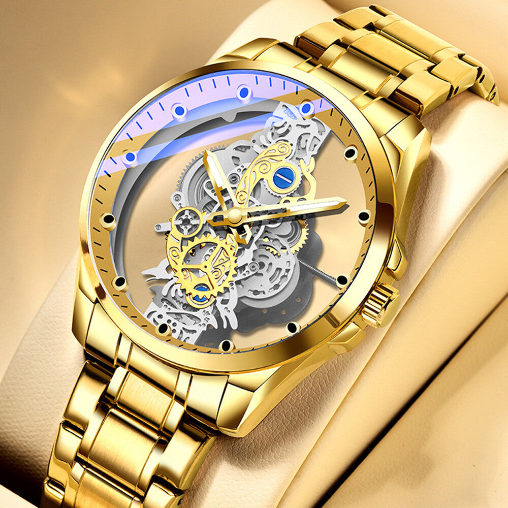 Hollow Skeleton Luxury Men'S Automatic Quartz Stainless Steel Watch Business USA