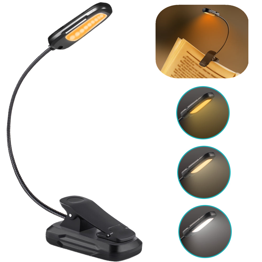 LED Book Light Flexible Rechargeable with 3 Light Modes Easy Clip Reading Lamp
