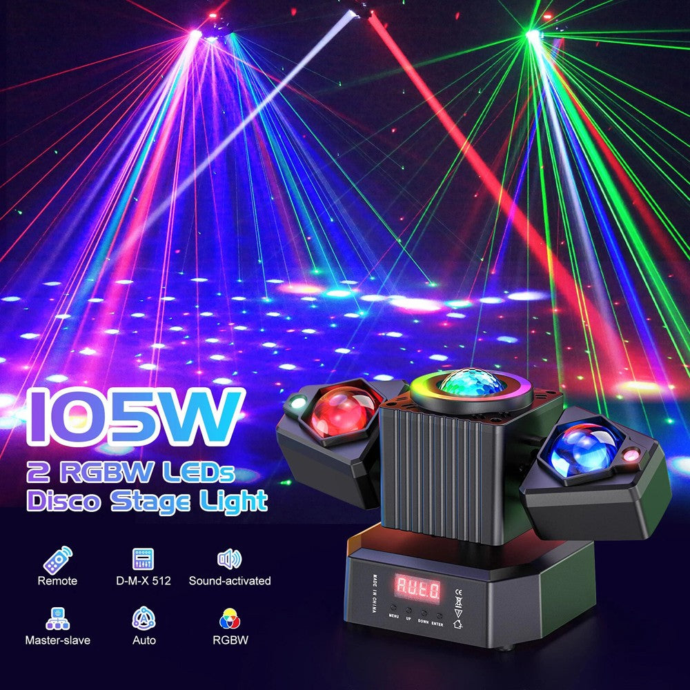 105W Laser Light RGBW LED Moving Head Disco Stage Lighting Beam DMX512 Party DJ