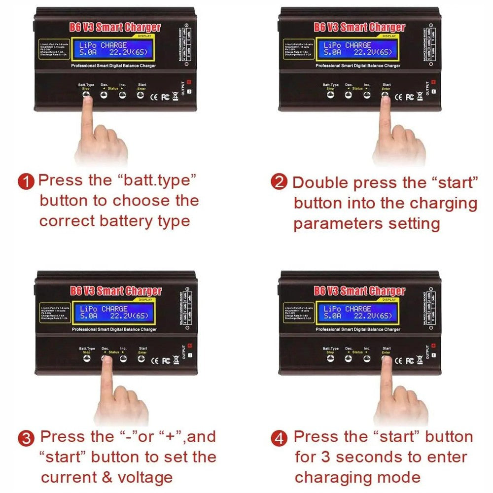Smart Battery Balance Charger B6 V3 Lipo Discharger 80W 6A for RC Toys NIMH Lihv