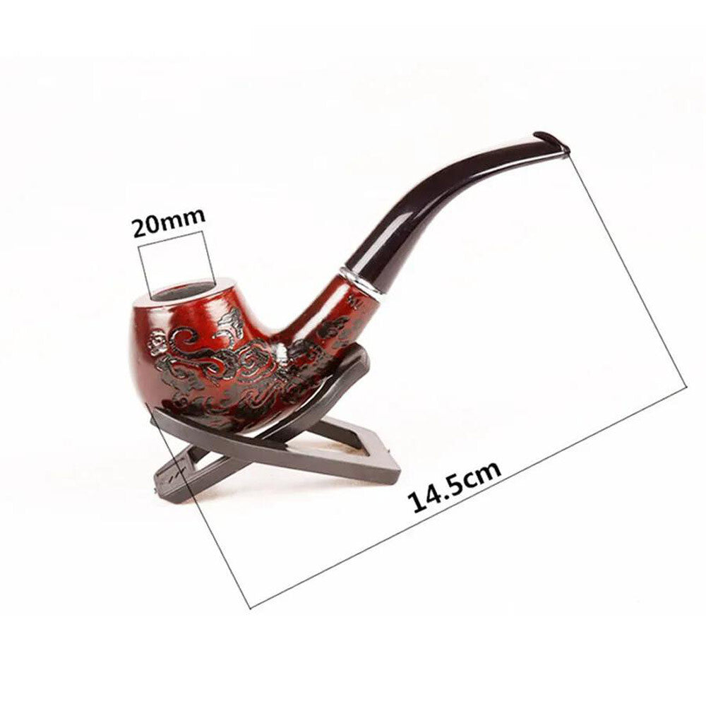 Smoking Pipe Durable Wooden Wood Tobacco Cigarettes Cigar Pipes Enchase W/ Stand