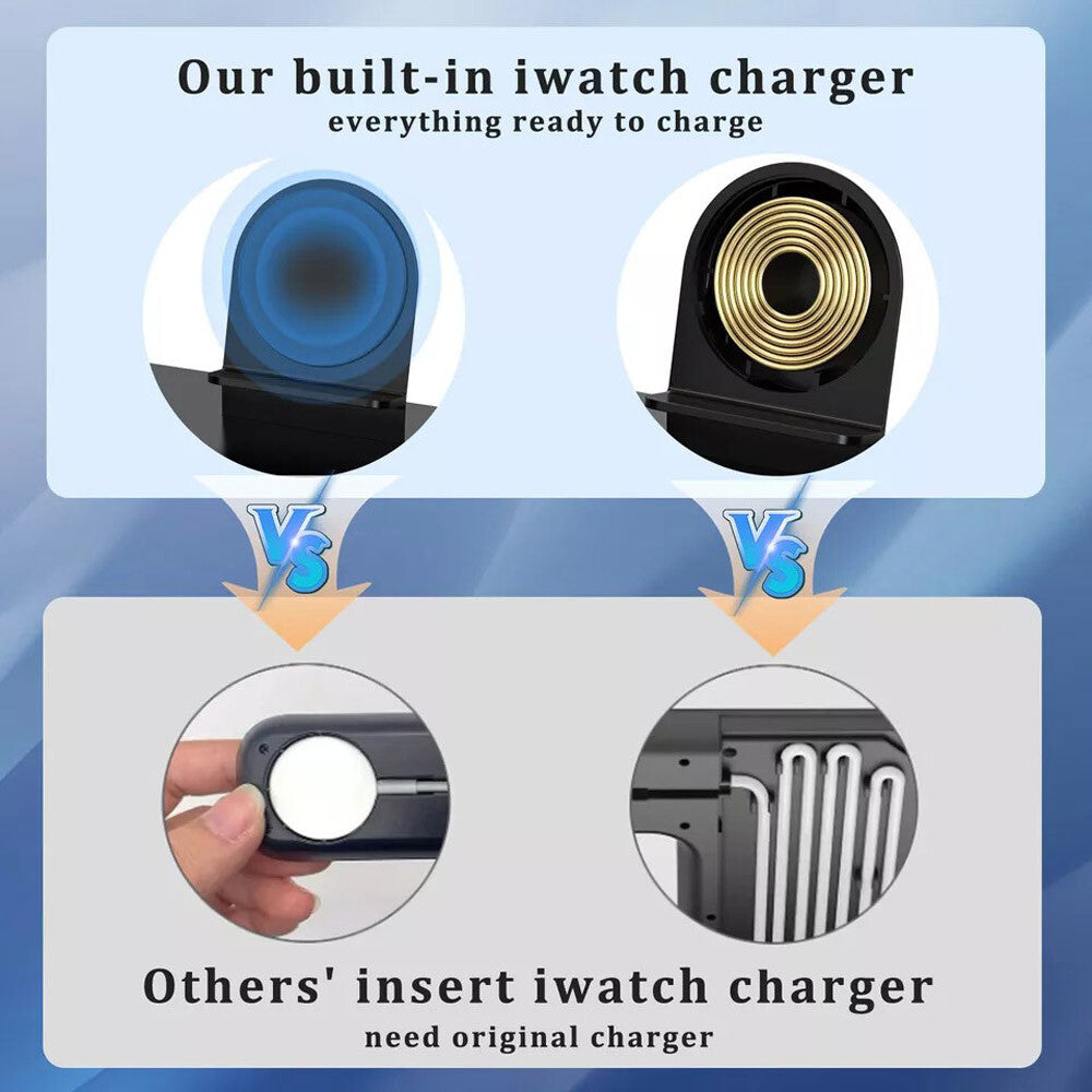 4In1 Fast Wireless Charger Station Dock for Apple Watch Iphone 15 14 13 Pro Max