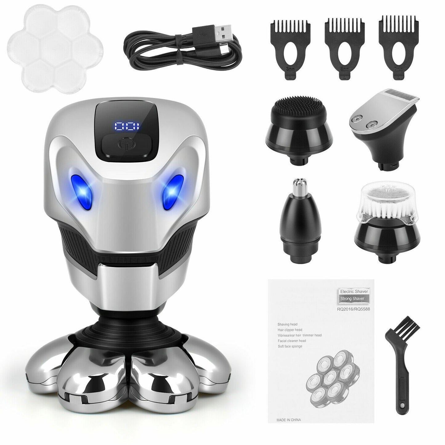Men'S Razor Rotary Waterproof Electric Shaver Pop-Up Trimmer Wet Dry Cordless US