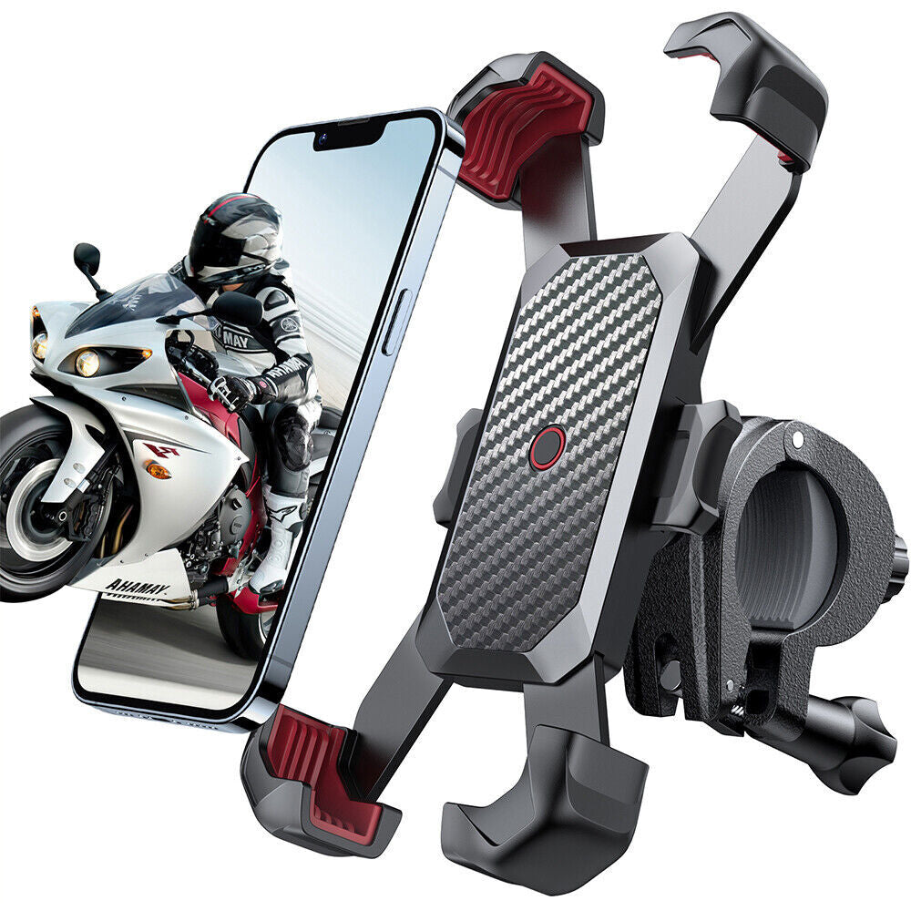 Motorcycle Phone Mount Auto Lock 100Mph Military Anti-Shake Bike Phone Holder US