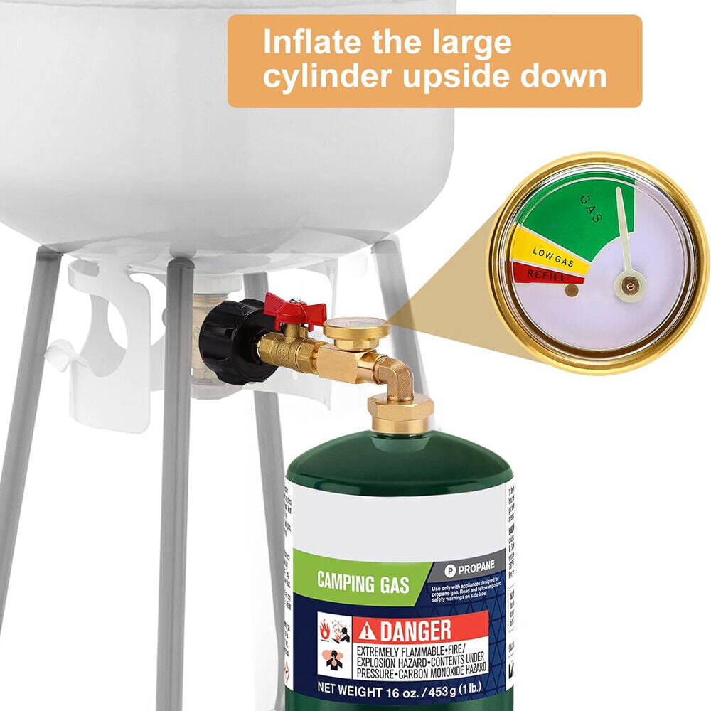 1Lb to 20Lb Tank Propane Refill Adapter with Gauge and On-Off Control Valve US