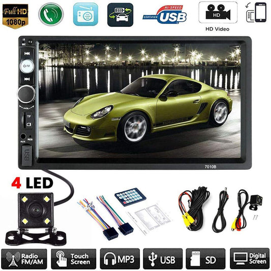 7" Double 2 DIN Car MP5 Player Bluetooth Touch Screen Stereo Radio with Camera