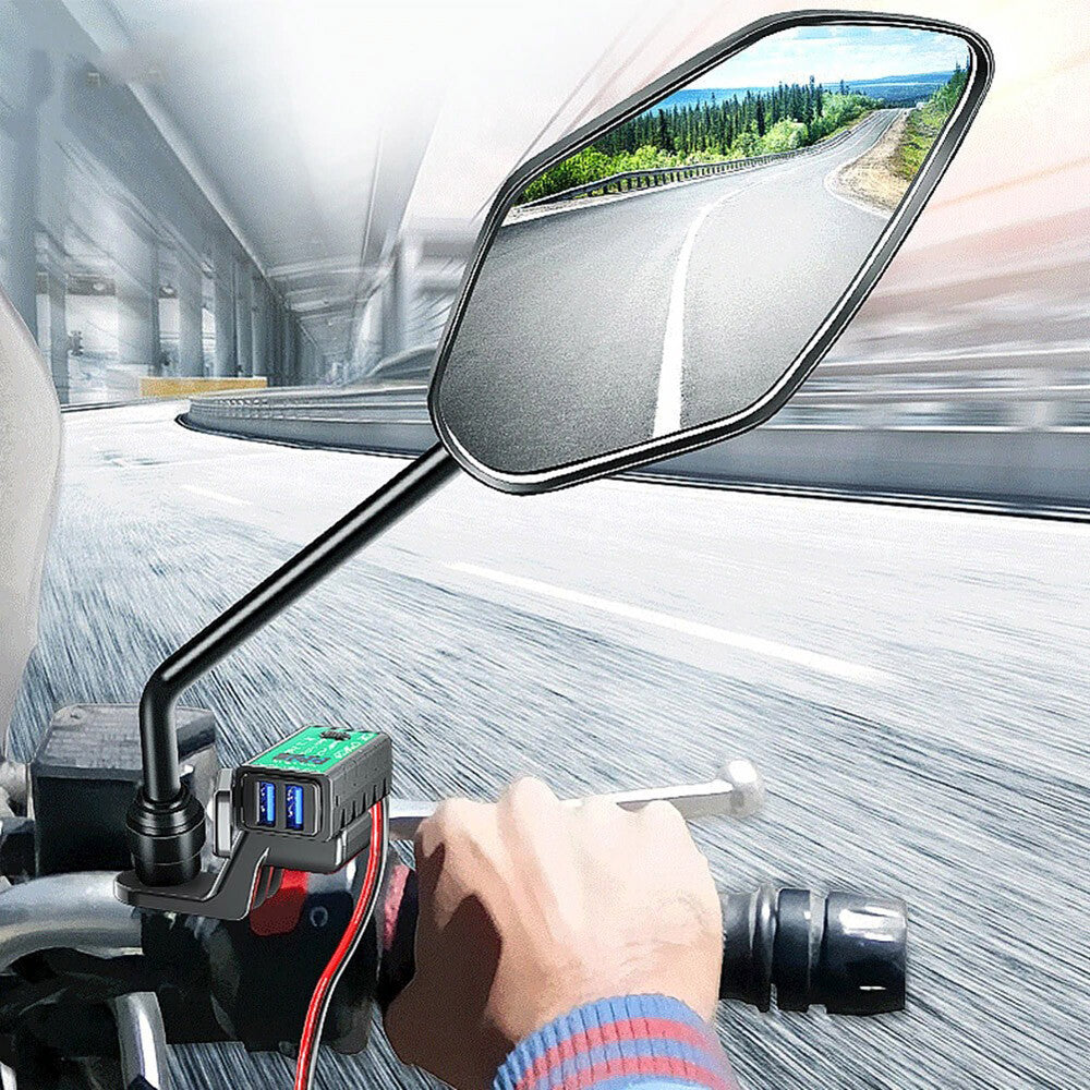 US Waterproof Motorcycle SAE to Dual USB Charger Port Voltmeter Adapter ATV UTV