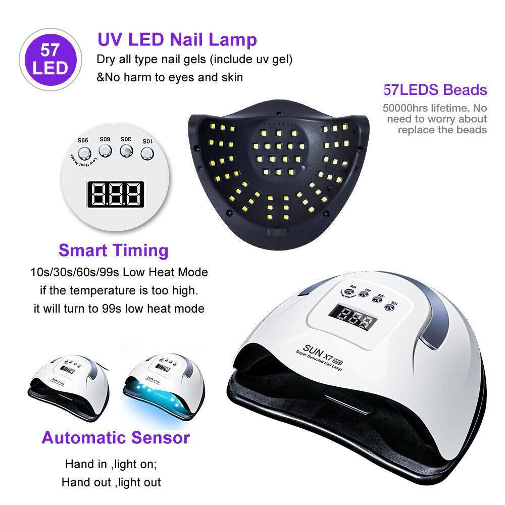 Professional LED UV Nail Dryer Gel Polish Lamp Salon Manicure MAX 180W SUN X7 US