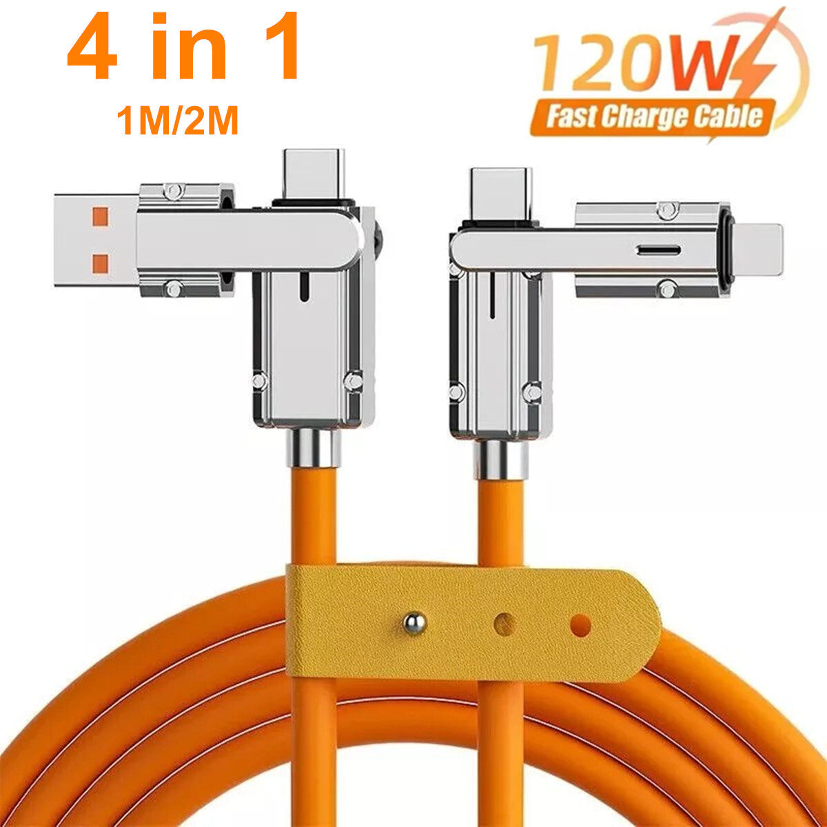 4-In-1 120W Super Fast Charging Cable Charger Data Cord Usb-C for Iphone Android