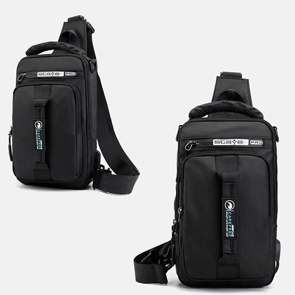 Anti-Theft Men'S Sling Crossbody Bag Chest Shoulder Messenger Backpack USB Port