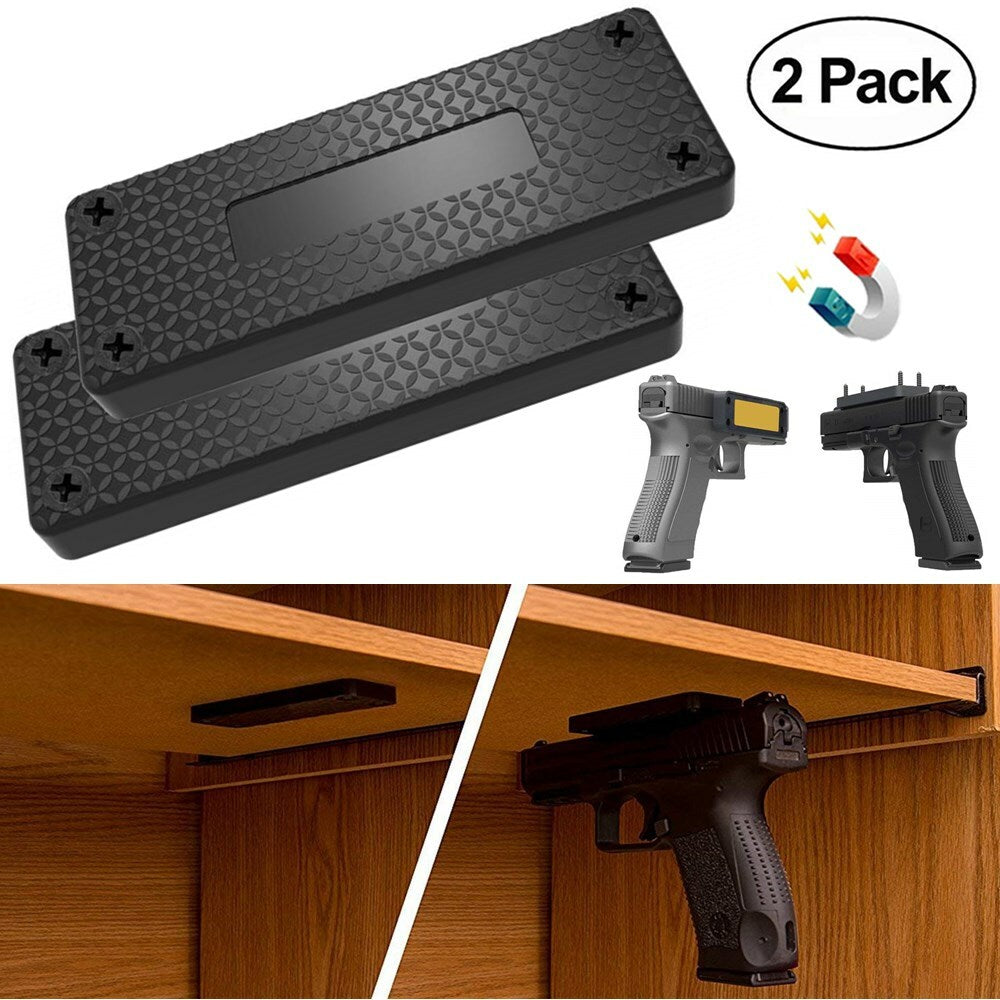 2 Pack 45 Lb Gun Magnetic Mount Holder Holster Concealed Pistol for Car Bed Desk
