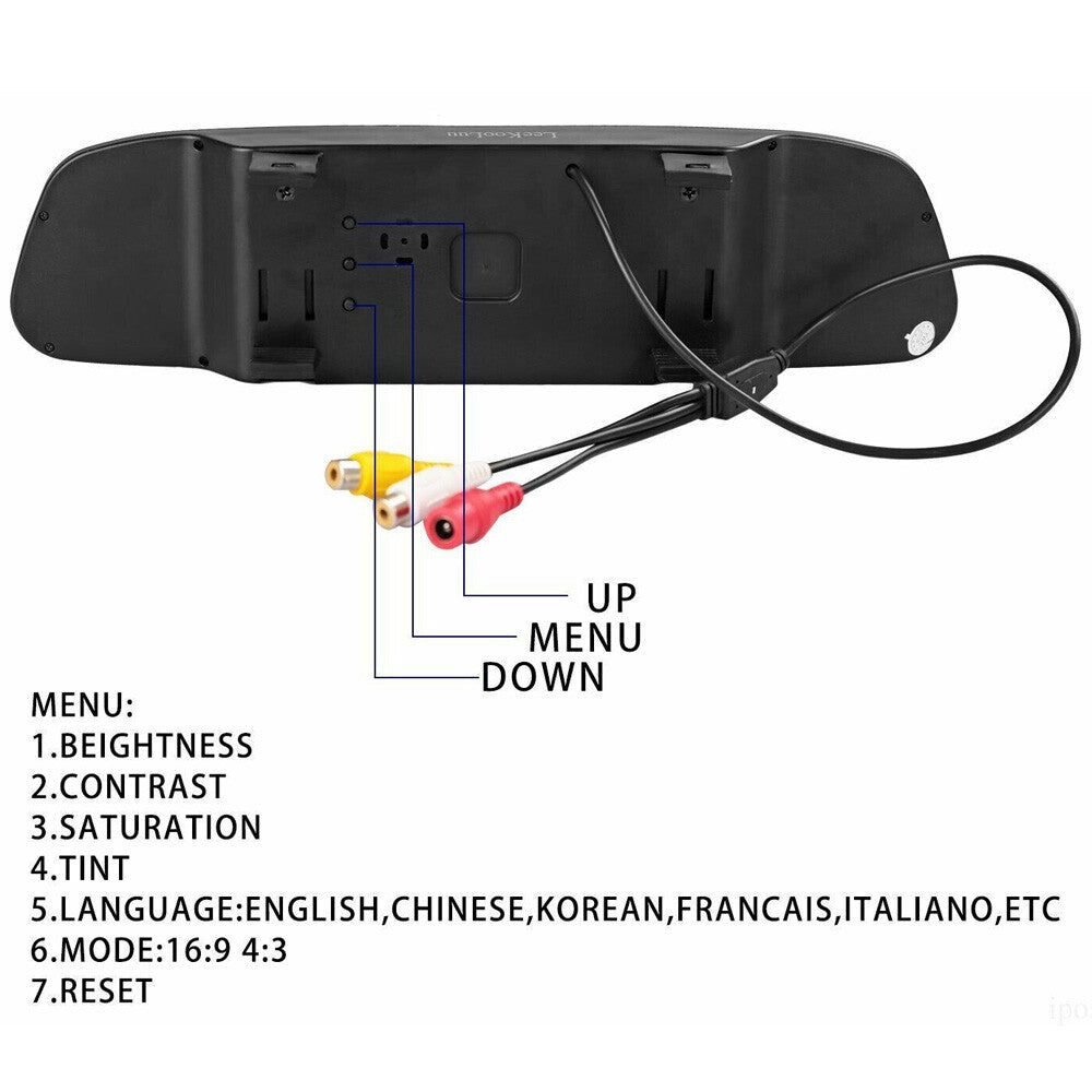 4.3" Backup Camera Mirror Car Rear View Reverse Night Vision Parking System Kit