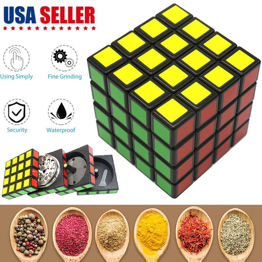 New 2.3" 4 PC Cube Shape Aviation Tobacco Herb Spice Grinder Smoke Crusher US