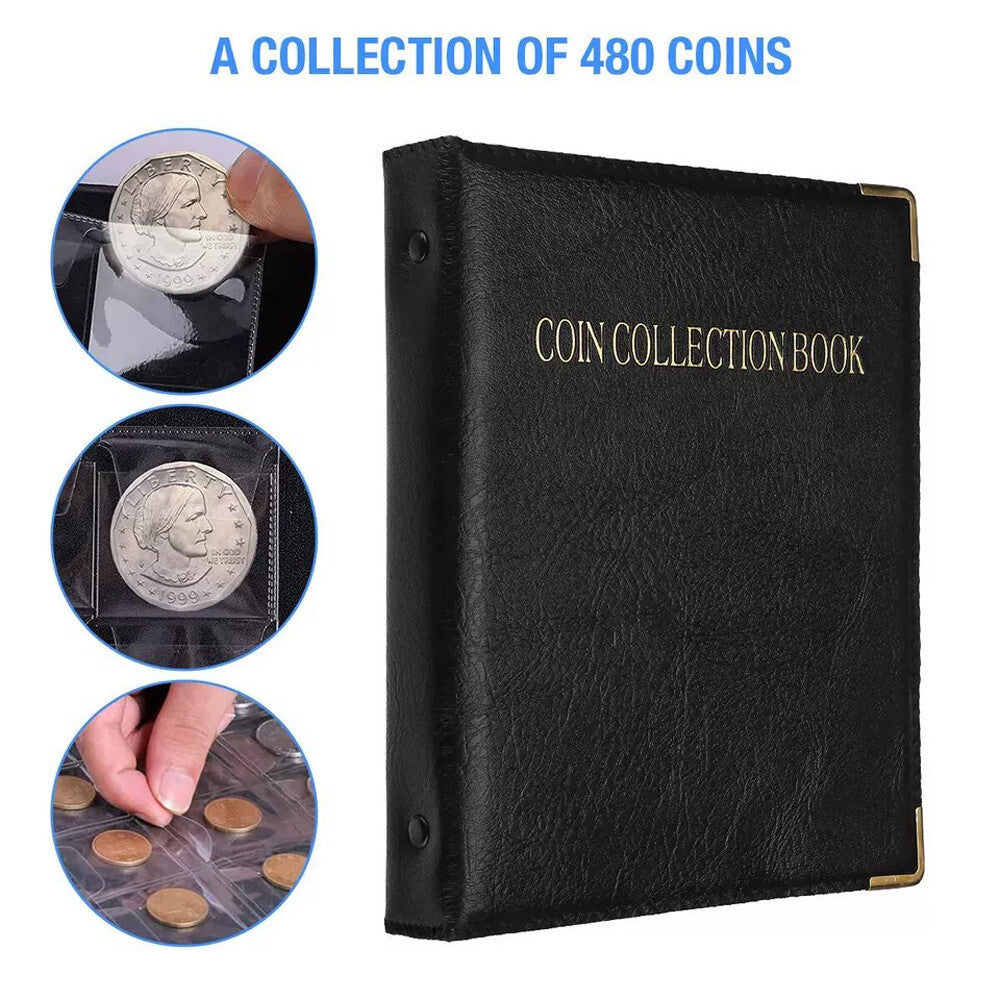 480 Pocket Coin Collection Album Collection Coin Books High Capacity Coin Holder