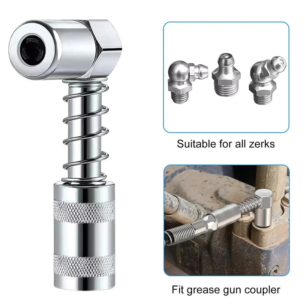 8PCS Set Grease Gun Injector Needle Dispenser Nozzle 90 Degree Coupler Adapter