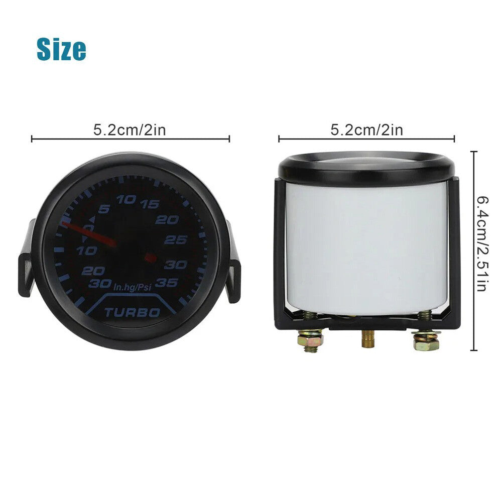 Digital Boost Gauge Universal 2" 52Mm 0-35 PSI Pressure Turbo Meter Smoked Face