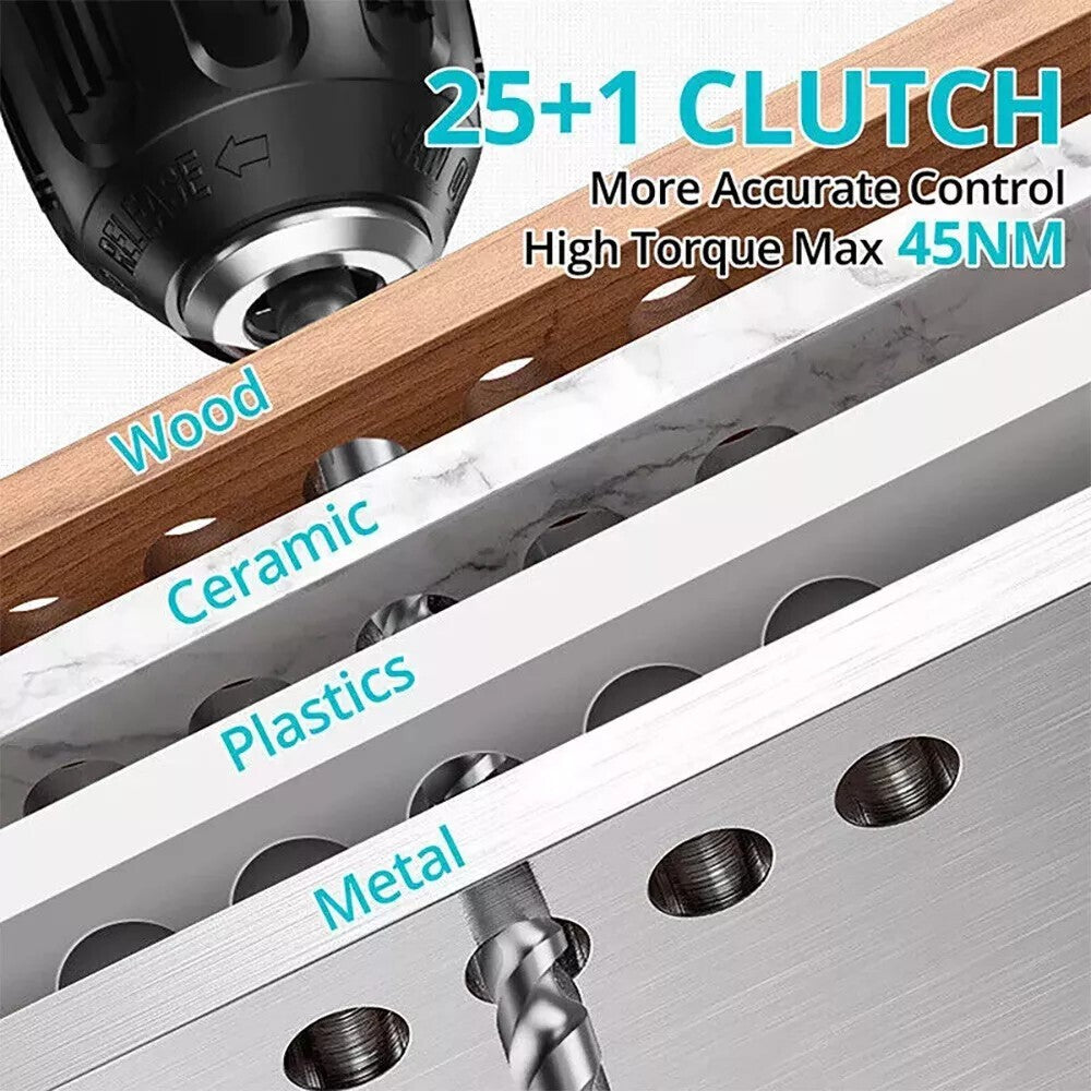 Hammer Drill Cordless Brushless Impact Driver Combo Kit with 2 Battery & Charger