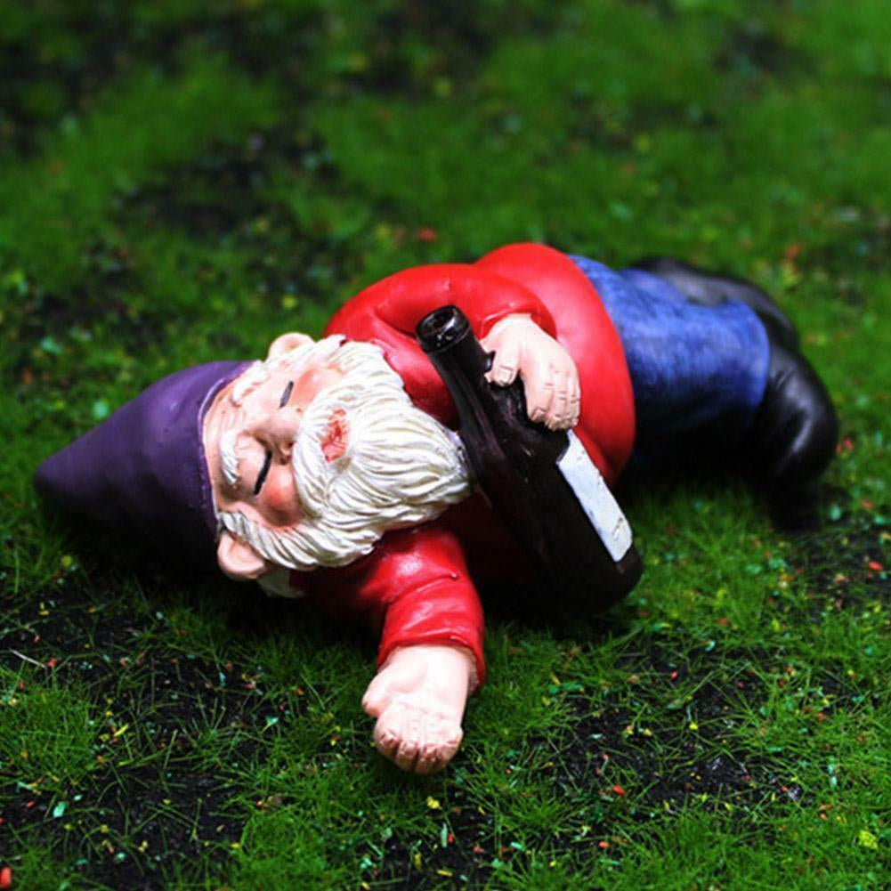 4PCS Fairy Garden Gnomes Accessories My Little Friend Drunk Gnome Dwarfs Gift US