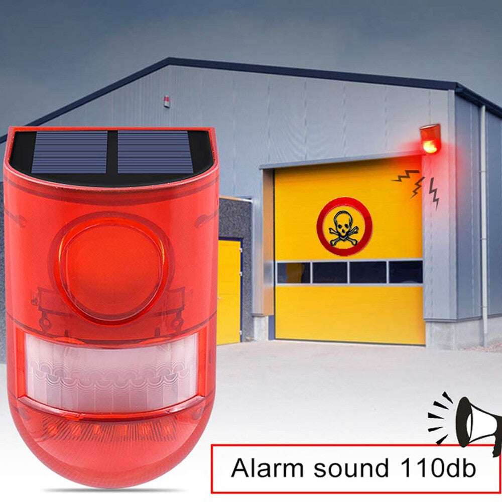 Solar Alarm LED Light Solar Strobe Light Wireless Motion Sensor Detector Outdoor