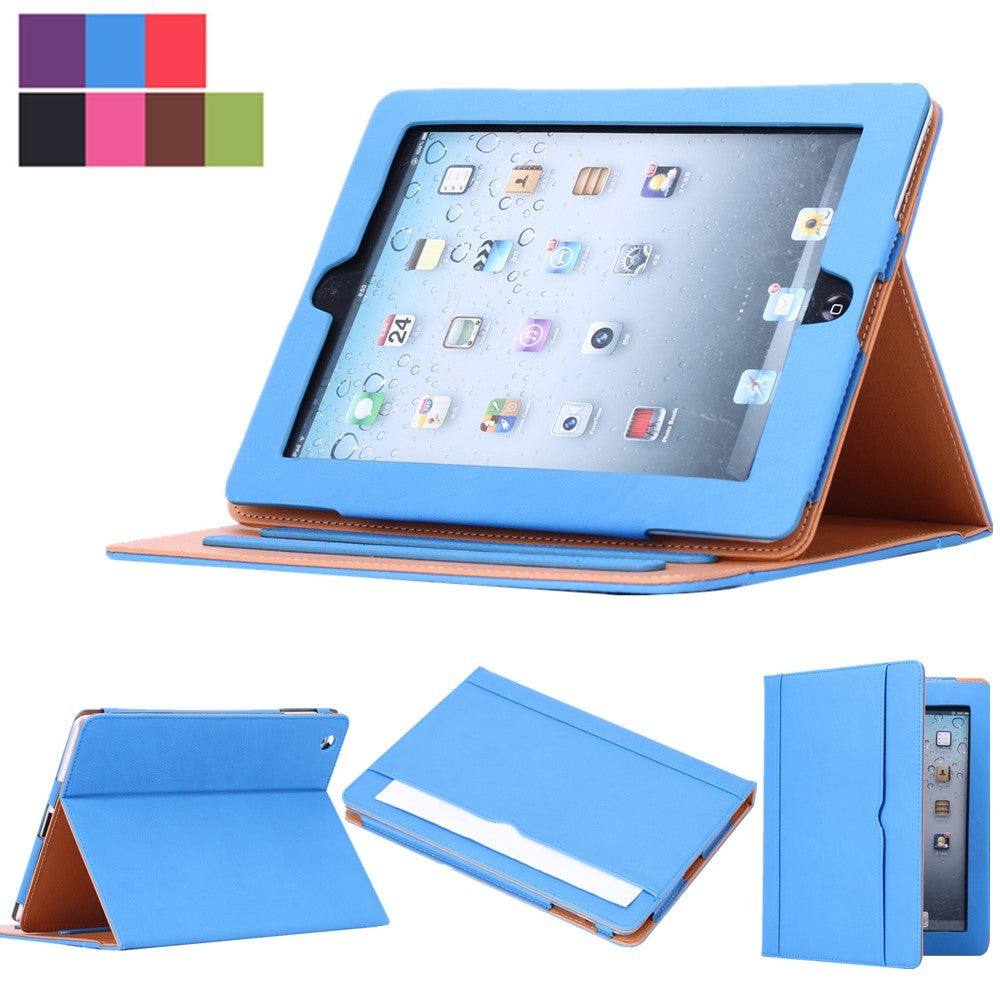 New Soft Leather Folio Wallet Smart Case Cover Sleep Wake Stand for Apple Ipad