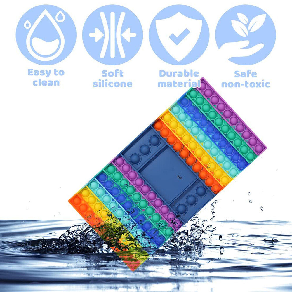 Rainbow Chess Board Toy Big Size Fidget Dice Pop Push It Bubble Sensory Games US