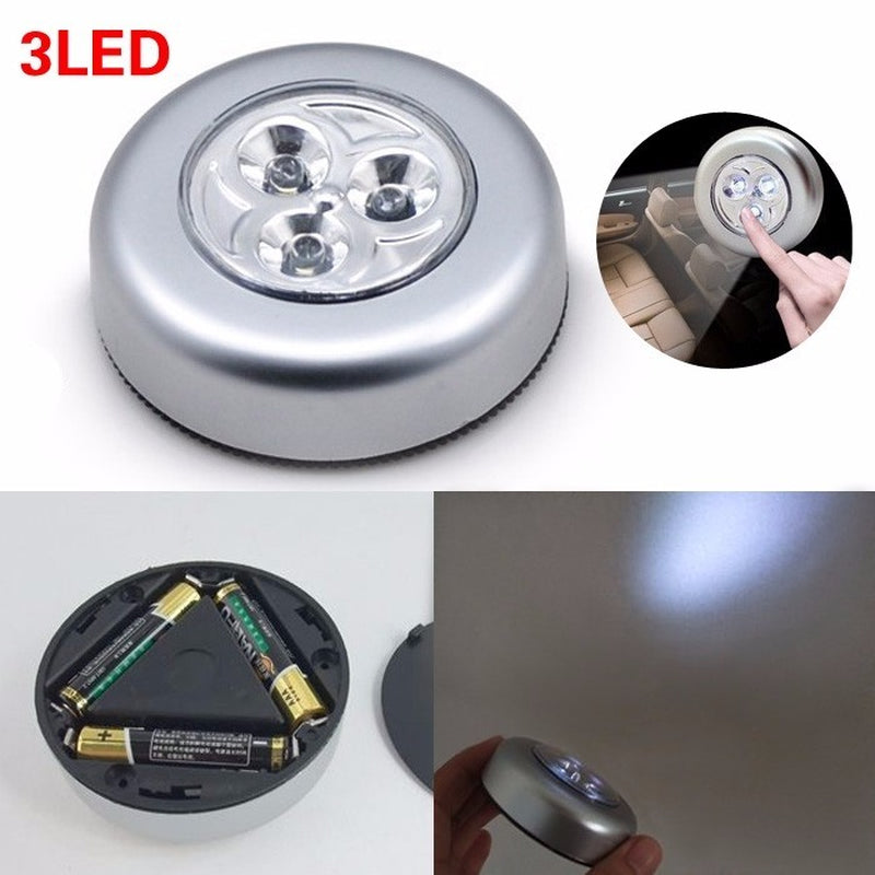 8 PCS 3 LED Touch Push On/Off Light Self-Stick on Click Battery Operated Lights