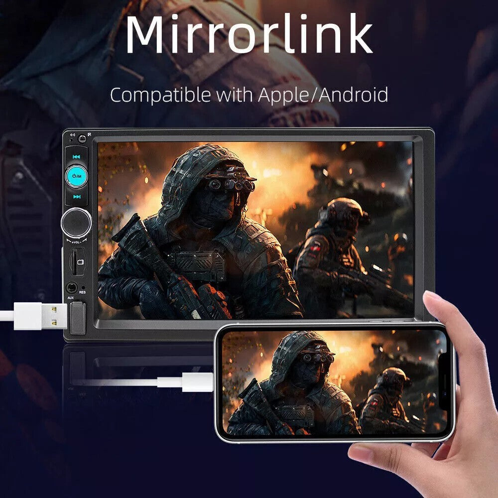 Single 1Din 7" Touch Screen Stereo Bluetooth Radio Car Apple/Android Carplay GPS